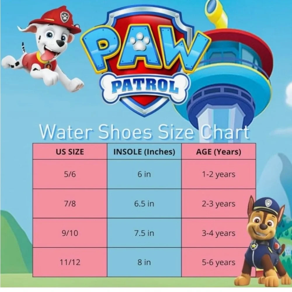 Nickelodeon Paw Patrol Toddler Kids Blue Water Shoes Size 7-8 Summer Beach NWT
